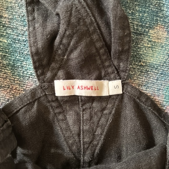 Lily Ashwell Black Linen Overalls in small - Picture 2 of 3
